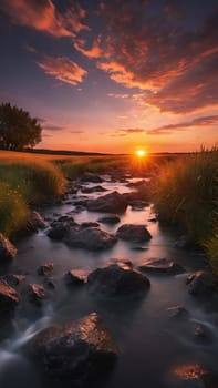 Beautiful sunset over the sea. Beautiful natural landscape. Long exposure.Beautiful seascape with rocks at sunset. Nature composition.