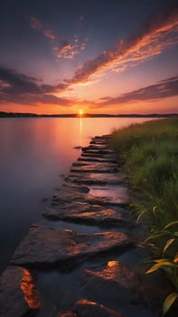 Beautiful sunset over the sea. Beautiful natural landscape. Long exposure.Beautiful seascape with rocks at sunset. Nature composition.