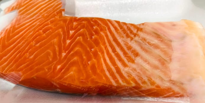 Raw fresh salmon fillets ready for cooking to be the very delicious dish in the fresh fish market in indonesia