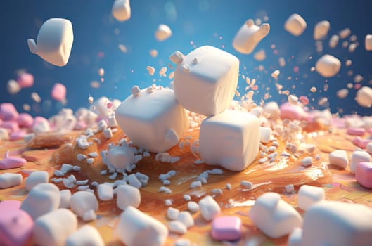 Dreamy Marshmallow background. Soft candy food. Generate Ai