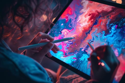 An individual with autism creates mesmerizing digital art, showcasing a vibrant fusion of colors. The artwork reflects a unique perspective and talent