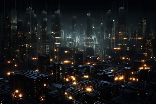 Compact Microchip city town. Future network. Generate Ai