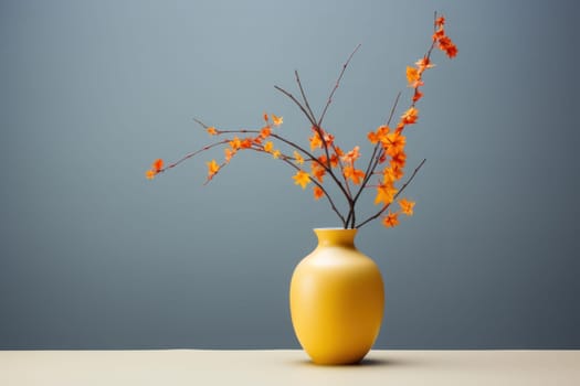 Simple Minimalist autumn vase. Home room plant. Generate Ai