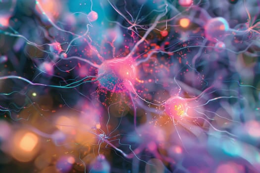 A mesmerizing representation of gene therapy targeting neurons, with effervescent light points suggesting the intervention at a microscopic level. The network of neurons is illuminated, symbolizing therapeutic innovation