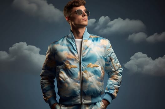 Unique Model man jacket. Person guy. Generate Ai