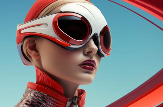 Sophisticated Woman sunglasses model futurism style. Game digital. Generate Ai