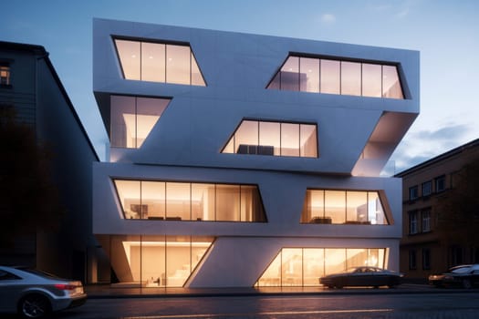 Innovative Modern architecture facade. Building exterior frame detail architecture. Generate Ai