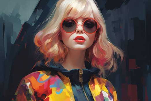 Radiant Beautiful modern girl sunset portrait. Fashion beauty adult space people. Generate Ai