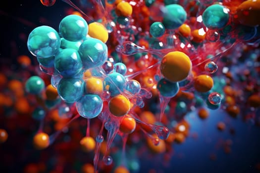 Intricate Molecules colorful digital. Macro hydro. Generate Ai