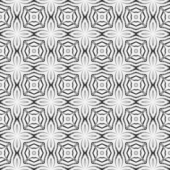 Textile ready worthy print, swimwear fabric, wallpaper, wrapping. Black and white decent boho chic summer design. Summer exotic seamless border. Exotic seamless pattern.