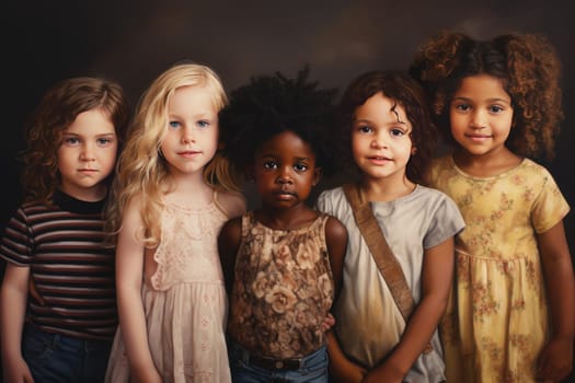 Inclusive Multiethnic children. Life child happy. Generate Ai