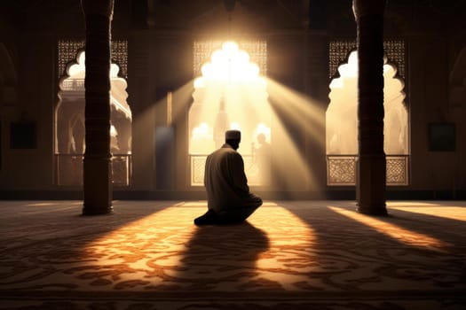 Disciplined Muslim praying. Islamic education holy. Generate Ai