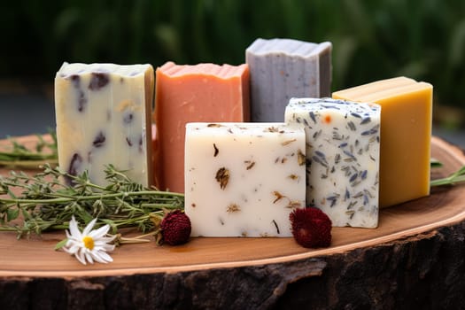 Soothing Natural soap. Body herb spa. Generate Ai