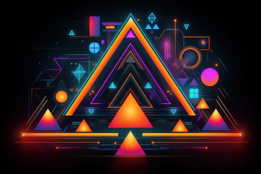 Geometric Abstract neon geometric futuristic. Futuristic prism. Generate Ai