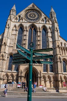 York, England, United Kingdom, 30 May 2009: York Minster, cathedral of York, Scotland, England, one of the largest of its kind in Northern Europe seen from the city walls
