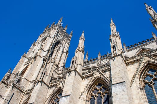 York, England, United Kingdom, 30 May 2009: York Minster, cathedral of York, Scotland, England, one of the largest of its kind in Northern Europe seen from the city walls