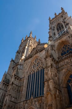 York, England, United Kingdom, 30 May 2009: York Minster, cathedral of York, Scotland, England, one of the largest of its kind in Northern Europe seen from the city walls