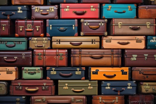 Worn-out Old suitcases. Travel bag moving. Generate Ai
