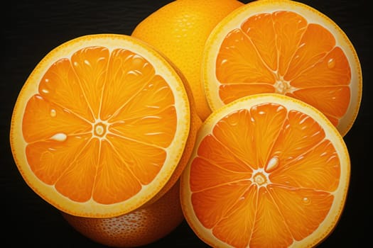 Tangy Orange slices realistic. Ripe vitamin. Generate ai