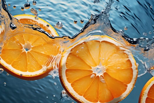 Refreshing Orange slices water. Circle health. Generate ai