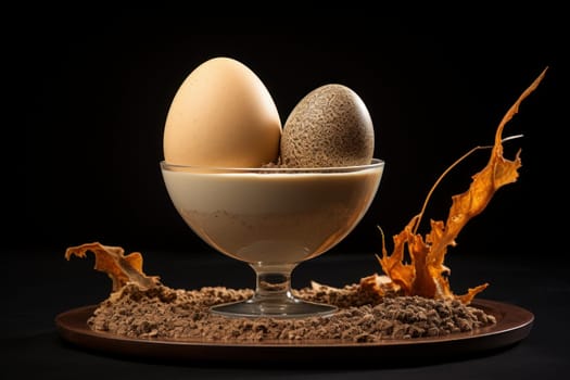 Sun-baked Ostrich egg desert. Nature animal africa wildlife bird. Generate Ai
