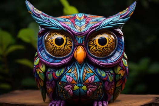Eccentric Owl glasses colorful. Animal bird. Generate Ai