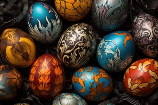 Artistic Painted eggs floral. Color food. Generate Ai