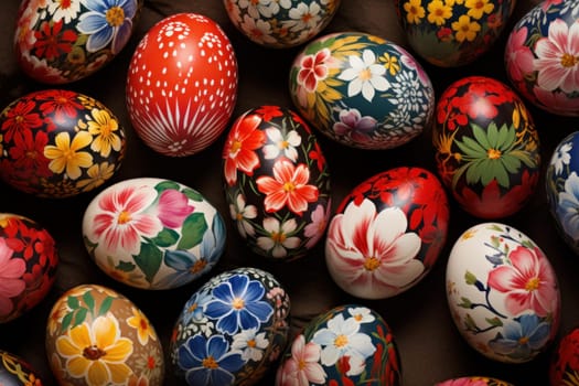 Intricate Painted eggs floral design. Gift paint. Generate Ai