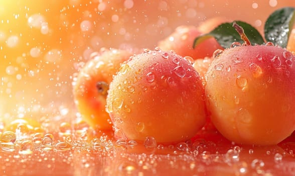 Ripe apricots on a pink background. Selective soft focus.