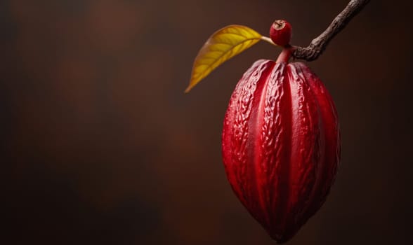 Cocoa fruits on a dark background. Selective soft focus.