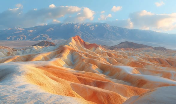 Ridges of valley hills in muted colors. Selective soft focus.