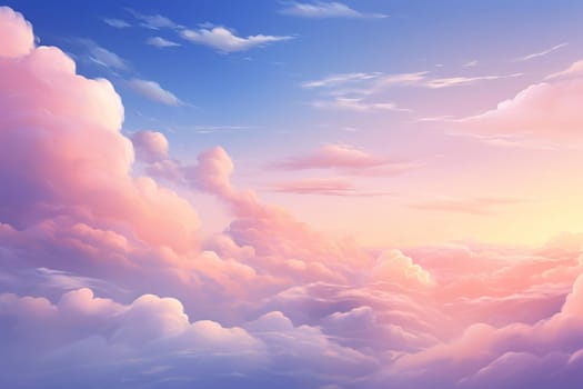 Fluffy Pink clouds. Light soft gradient. Generate Ai