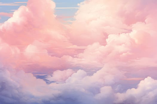 Soft Pink clouds pastel. Sunset nature. Generate Ai