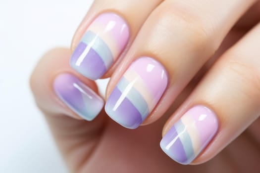 Charming Pastel color of nail polish beauty on table. Care modern acrylic gel. Generate Ai