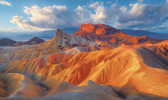 Ridges of valley hills in muted colors. Selective soft focus.