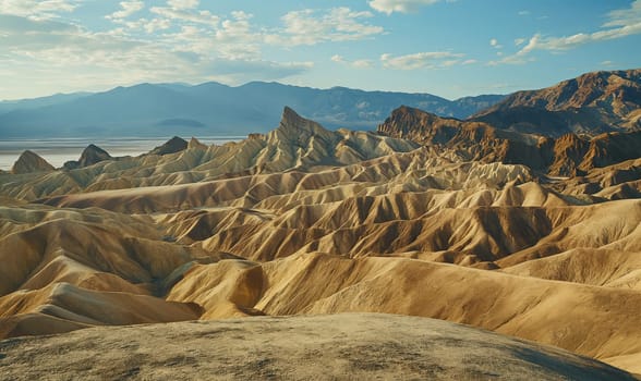 Ridges of valley hills in muted colors. Selective soft focus.