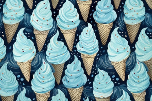 Chilly Pattern blue ice cream snack. Nature cone. Generate Ai