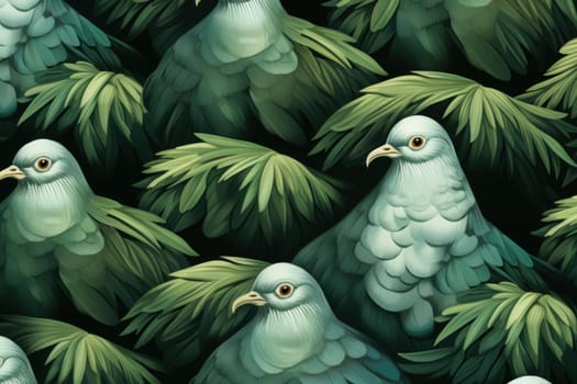 Natural Green feather pigeon background. Pattern texture. Generate Ai