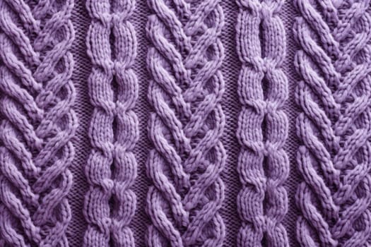 Vibrant Purple sweater pattern yarn. Wool knitwear. Generate Ai