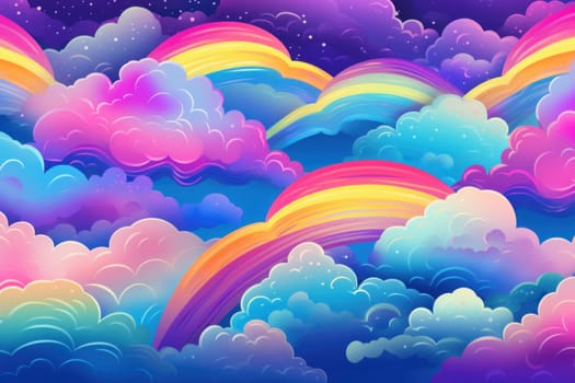 Tranquil Rainbow sky clouds nature. Day color. Generate Ai