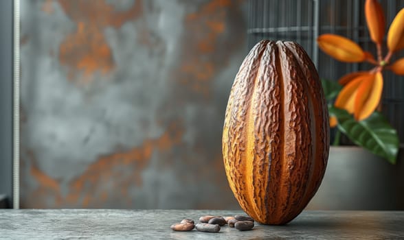 Cocoa fruits on a dark background. Selective soft focus.