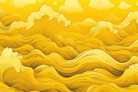 Vibrant Yellow sea background. Water nature. Generate Ai