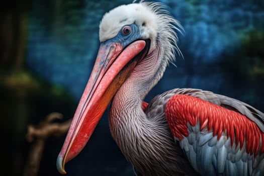 Sociable Pelican exotic bird. Zoo wild birds. Generate Ai