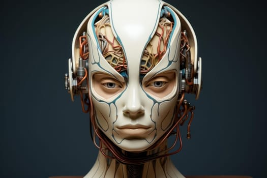 Innovative Person head neural. Brain future. Generate Ai
