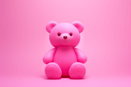 Adorable Pink bear toy animal. Fashion party. Generate Ai