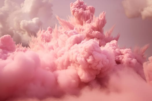 Romantic Pink cloud. Weather nature purple. Generate Ai