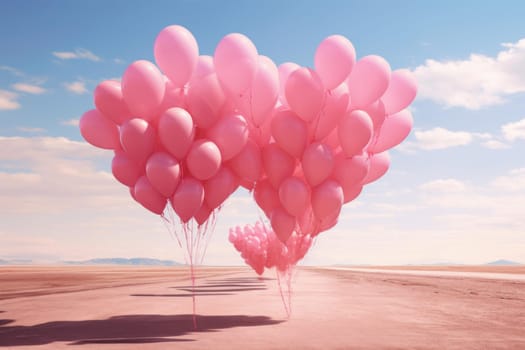 Inflatable Heart shaped helium balloons. Romantic gift. Generate Ai