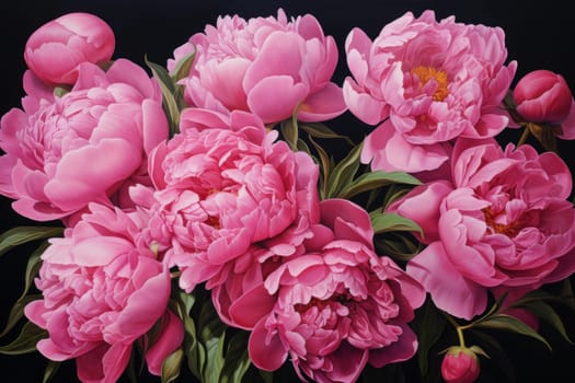 Vibrant Pink peonies. Romantic floral petal. Generate Ai