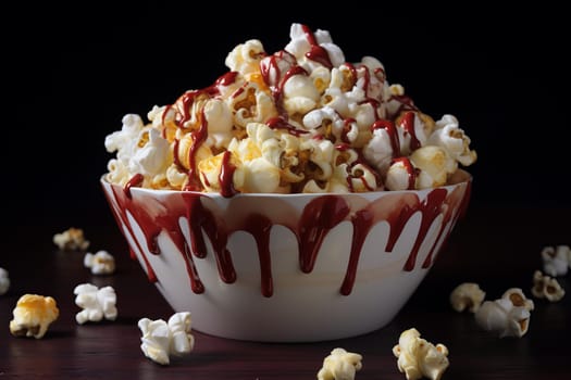 Appetizing Fresh popcorn bowl. Snack dish view. Generate Ai