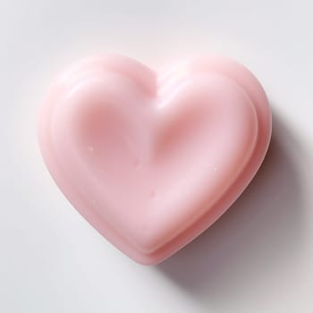 Pink heart-shaped object with a smooth, shiny surface.